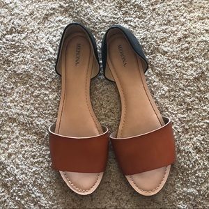 Tan & Black Merona Open-Toe Flats